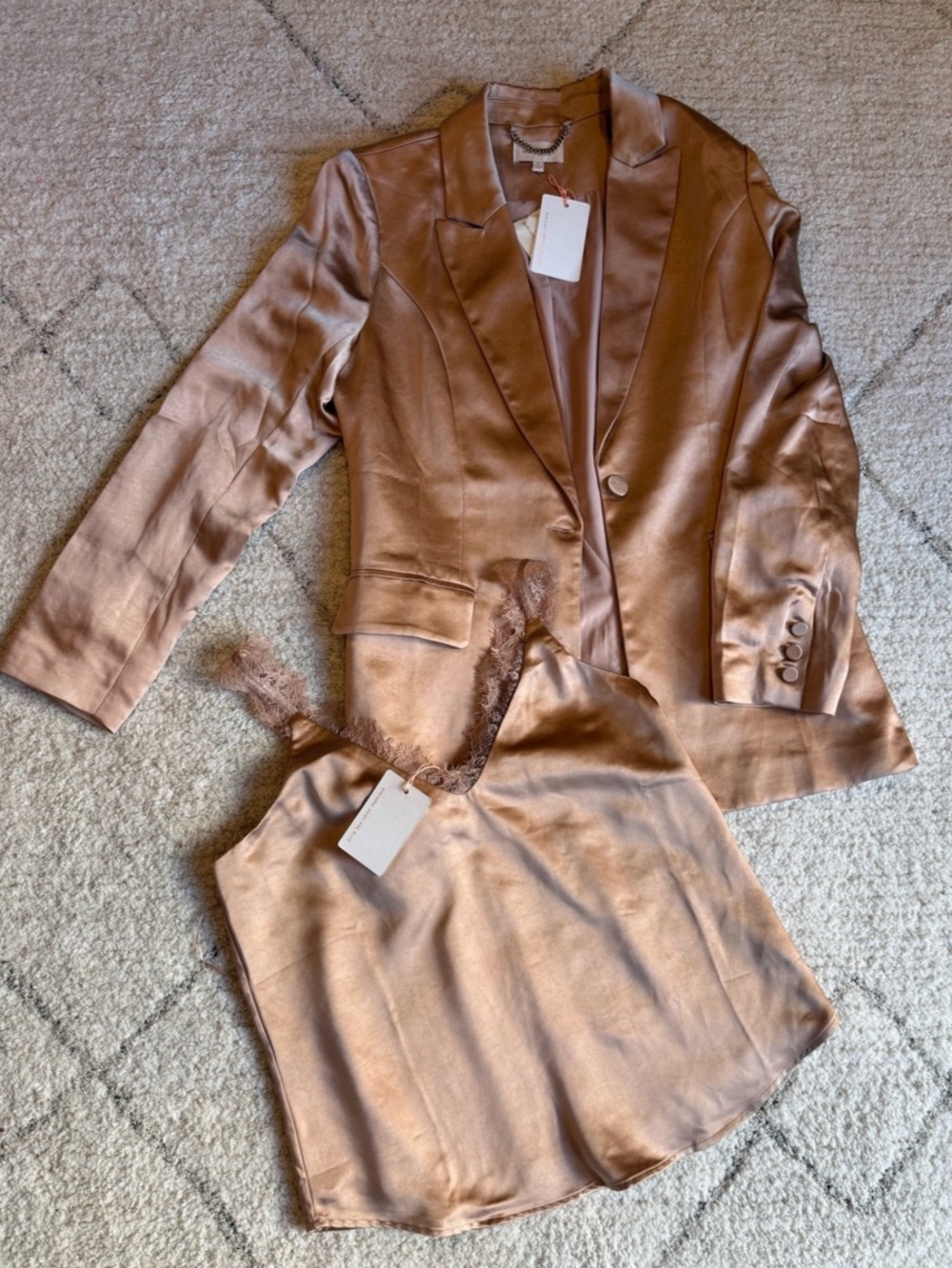 Skies are Blue Satin Blazer and Blouse Size Small NEW WITH TAGS
